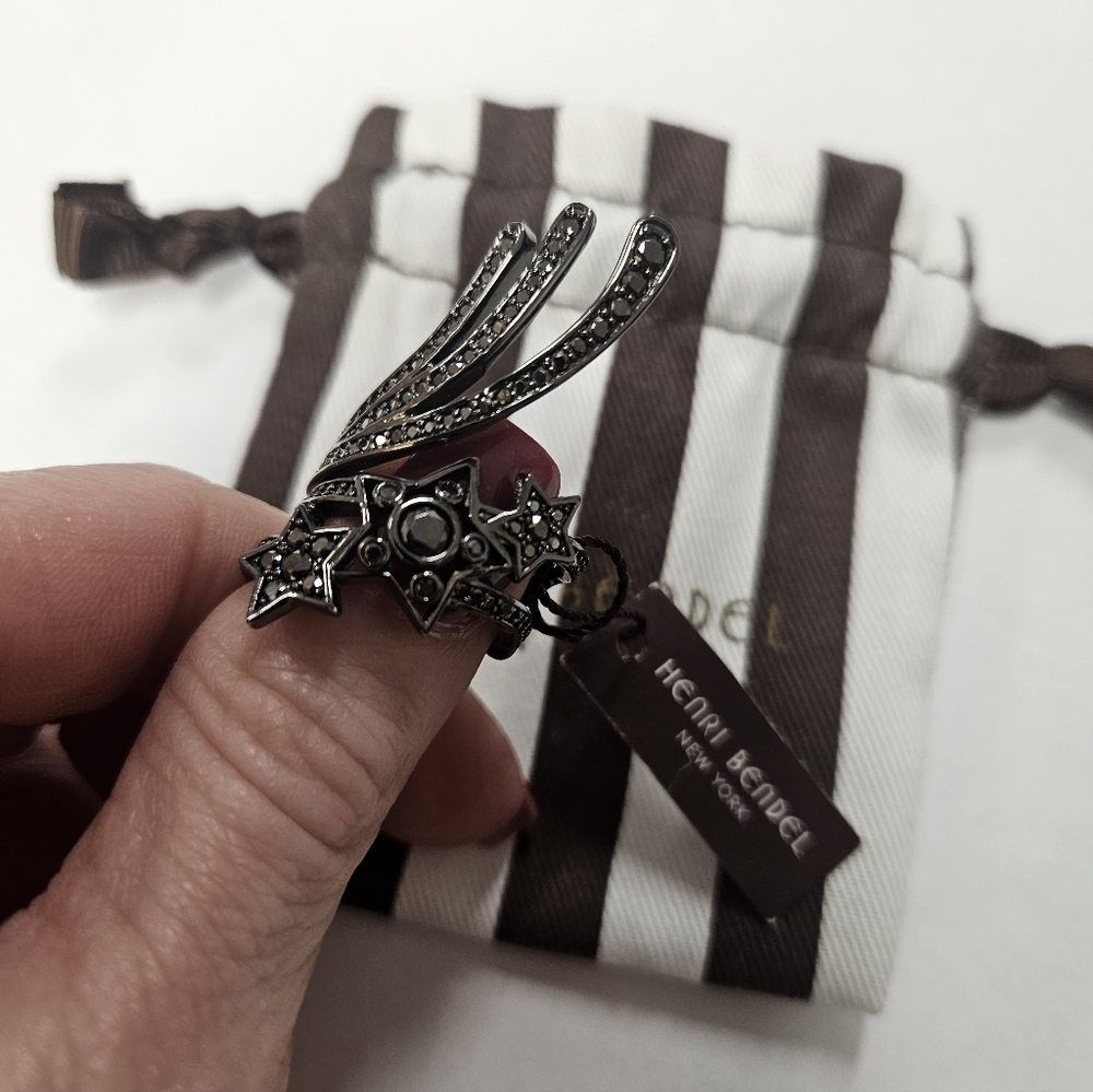 NWT Henri Bendel Starlight Ring - Crystal Hematite | Adjustable Size - Picture 1 of 13